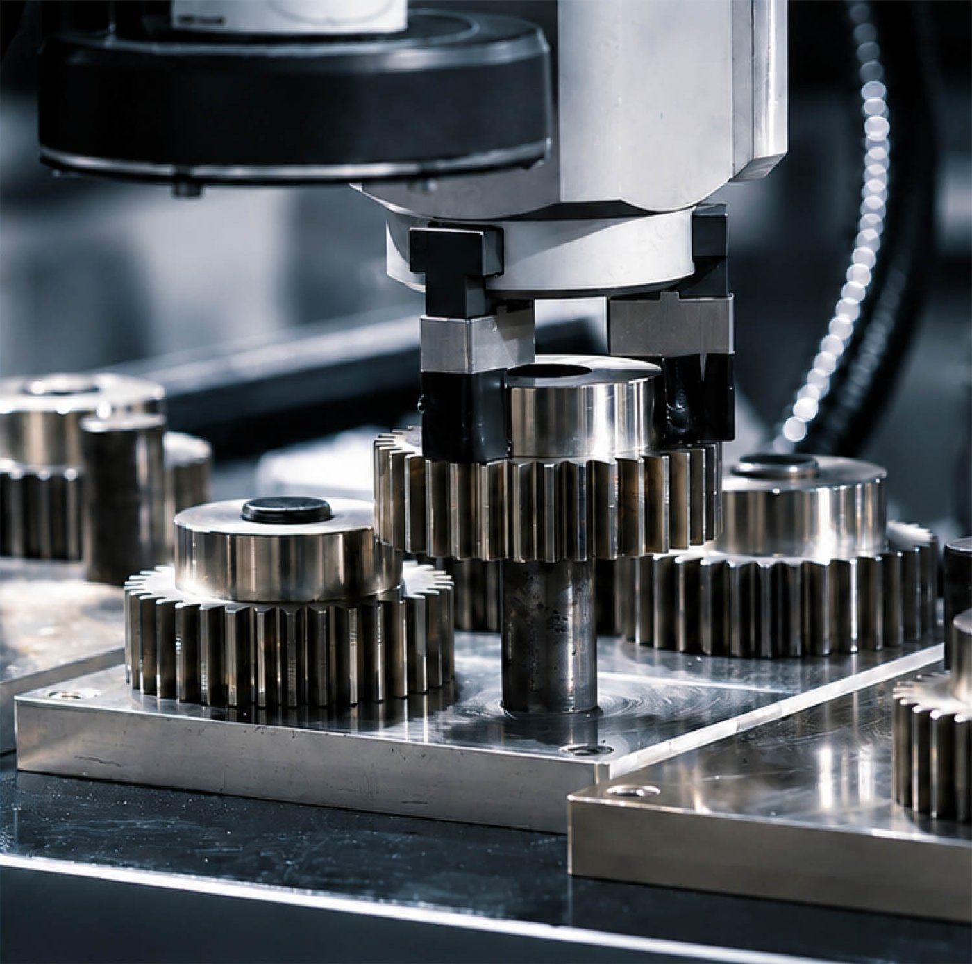 Zahnräder in einer CNC-Bearbeitungsmaschine